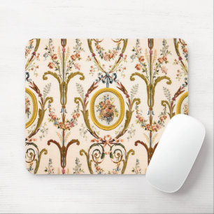 Antique French Rococo Floral Gold Cream Elegant Mouse Pad