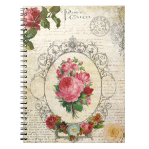 Antique French Rose Ephemera Notebook