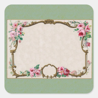 Antique French Rose Perfume Blank Square Sticker