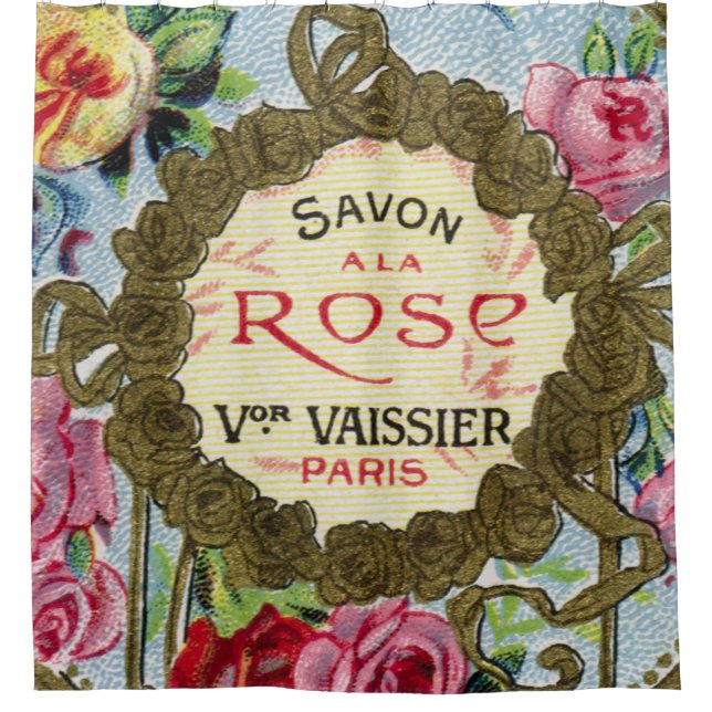 Antique French Rose Perfume Shower Curtain (Front)
