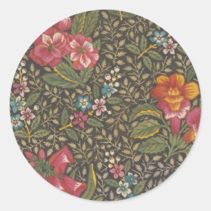 Antique French Toile de Jouy 1800s Floral Branches Classic Round Sticker