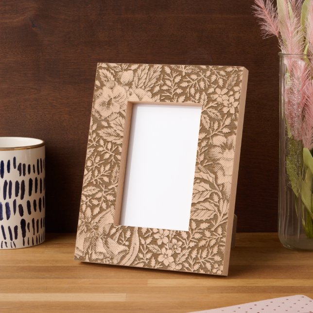 Antique French Toile de Jouy 1800s Floral Branches Etched Frames (Left)