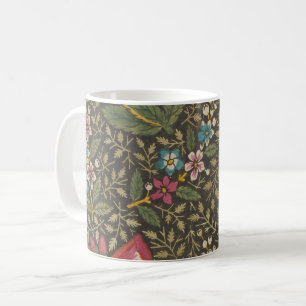 Antique French Toile de Jouy Floral Pattern Coffee Mug