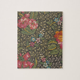 Antique French Toile de Jouy Floral Pattern Jigsaw Puzzle