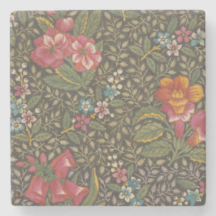Antique French Toile de Jouy Floral Pattern Stone Coaster
