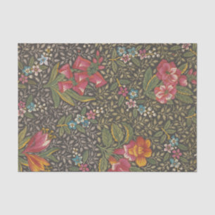 Antique French Toile de Jouy Floral Pattern Tissue Paper