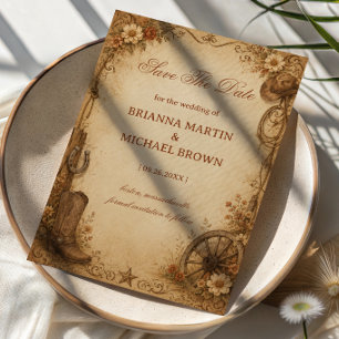 Antique Frontier Rustic Save The Date