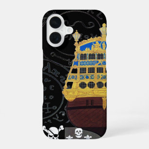 ANTIQUE GALLEON AND PIRATE TREASURE MAPS iPhone 16 CASE