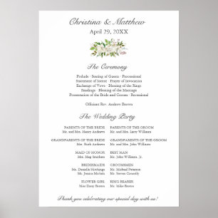 Antique Garden   Elegant Wedding Ceremony Program Poster