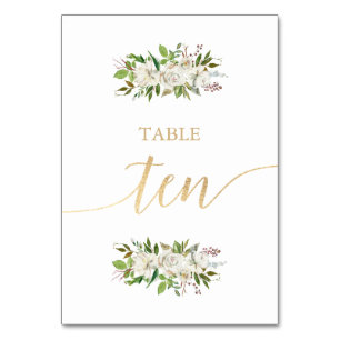 Antique Garden   Floral WEDDING GOLD TABLE CARD 10