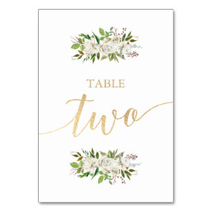 Antique Garden Floral WEDDING GOLD TABLE CARD 2