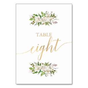 Antique Garden Floral WEDDING GOLD TABLE CARD 8