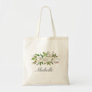 Antique Garden White Flower personalised Tote Bag