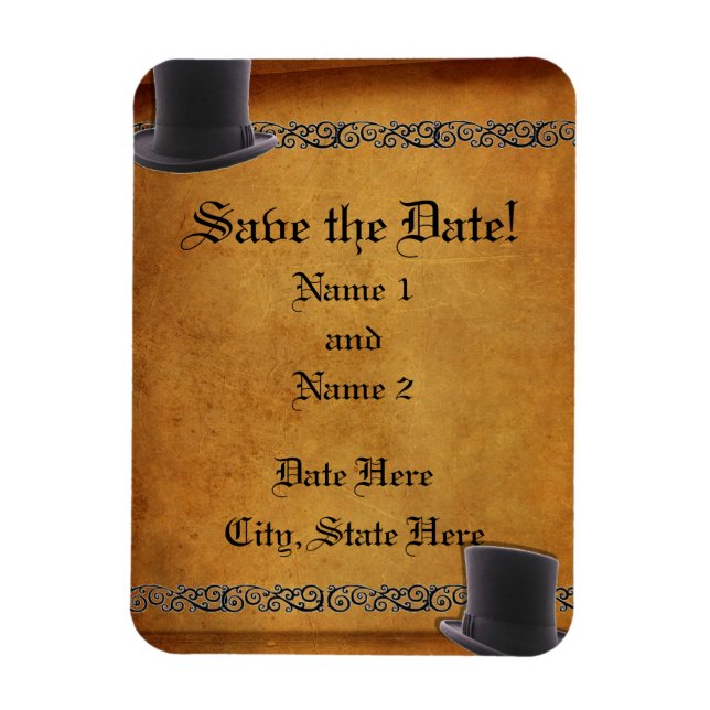 Antique Gay Wedding Custom Save-the-Date Magnets (Vertical)