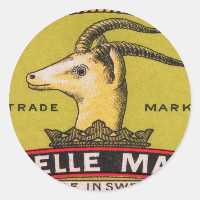 Antique Gazelle Swedish Matchbox Label (Front)