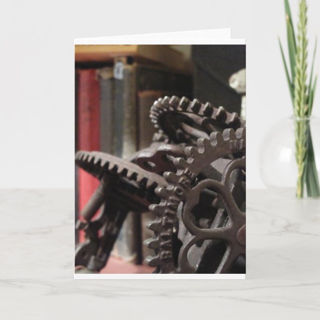 Antique Gears and Books Card (Front)
