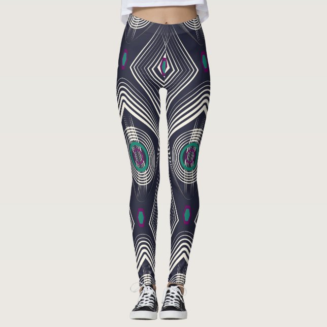Antique Geometric Ornament, Stylish Texture. Leggings (Front)