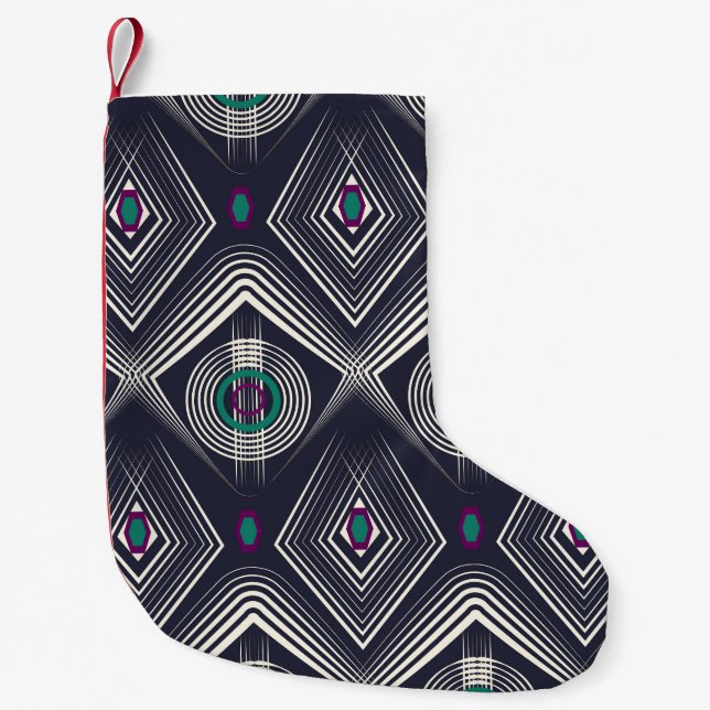 Antique Geometric Ornament, Stylish Texture. Small Christmas Stocking (Front)