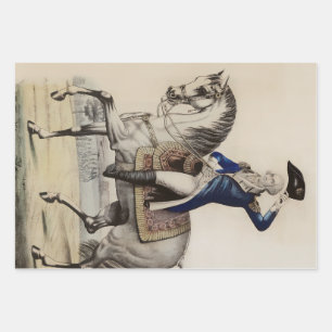 Antique George Washington on Horseback USA 250 Wrapping Paper Sheet