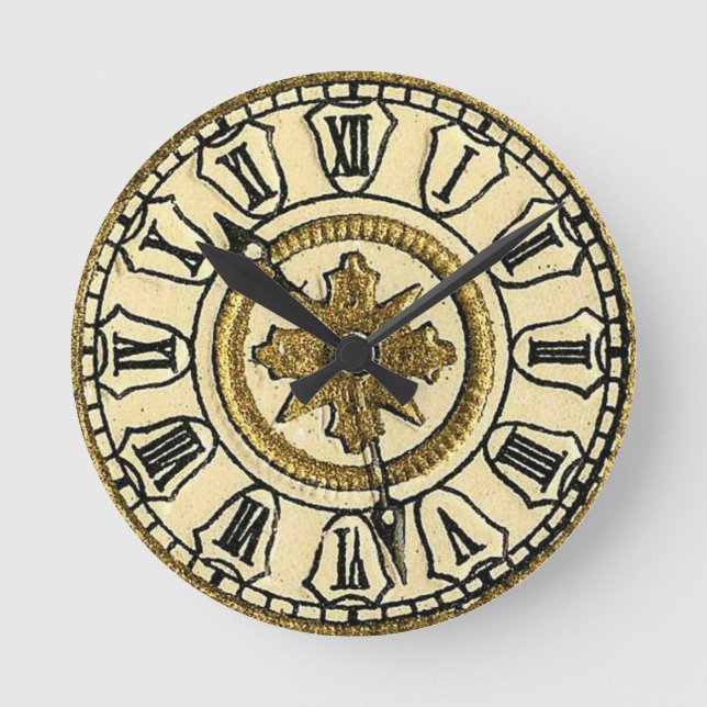 Antique Gilt Clock Face Steampunk Wall Clock (Front)