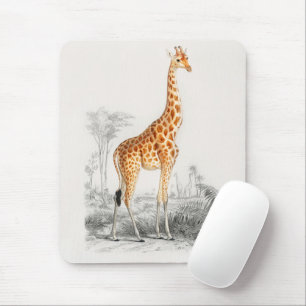 Antique Giraffe Natural History Print Orbigny Mouse Pad