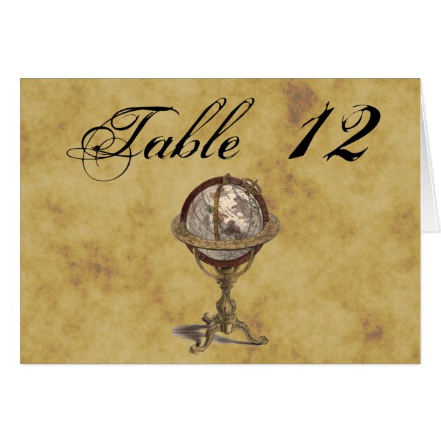 Antique Globe, Distressed BG Table Number (Front Horizontal)