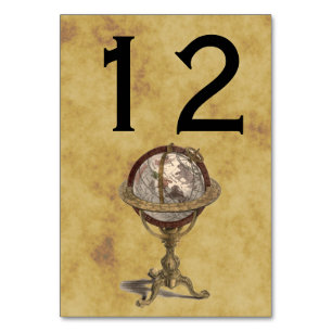 Antique Globe, Distressed BG Table Number