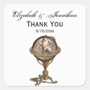 Antique Globe, White BG Envelope Seals