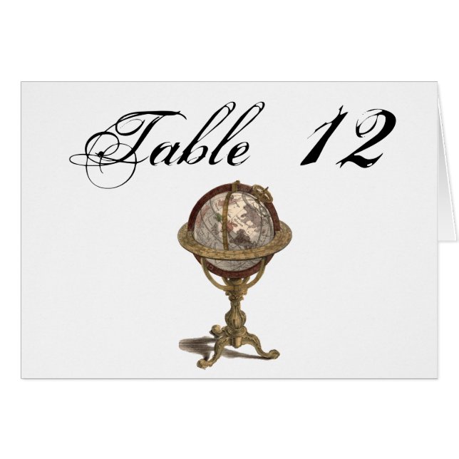 Antique Globe, White BG Table Number (Front Horizontal)