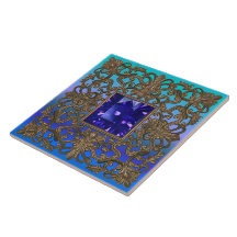 Antique Gold and Sapphire Peacock