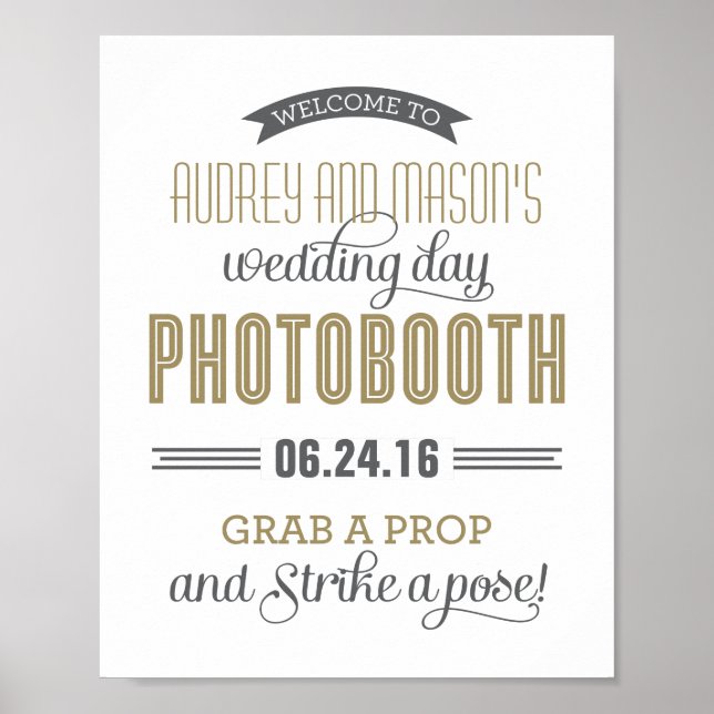 Antique Gold Banner Photo Booth Wedding Poster (Front)