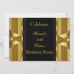 Antique Gold Black Book 60th Birthday Party 2 Invitation
