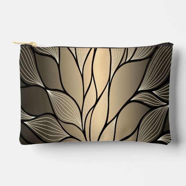 Antique Gold Creative Leave Pattern  Accessory Pouch (Front)