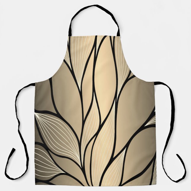 Antique Gold Creative Leave Pattern  Apron (Front)