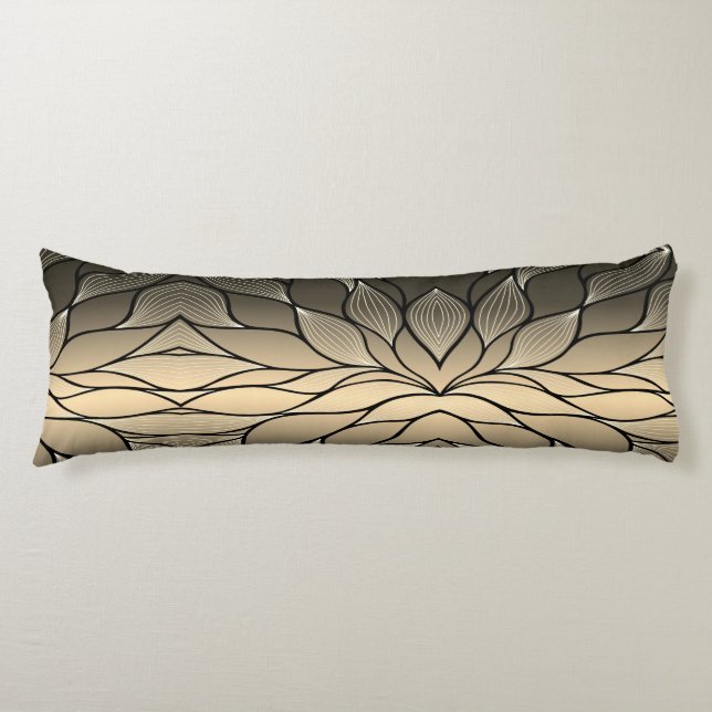 Antique Gold Creative Leave Pattern  Body Cushion (Front)