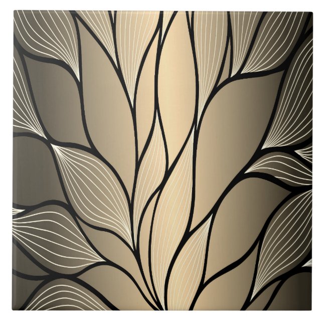 Antique Gold Creative Leave Pattern  Ceramic Tile (Front)