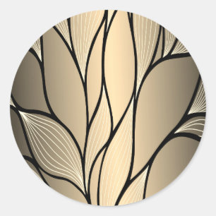 Antique Gold Creative Leave Pattern  Classic Round Sticker