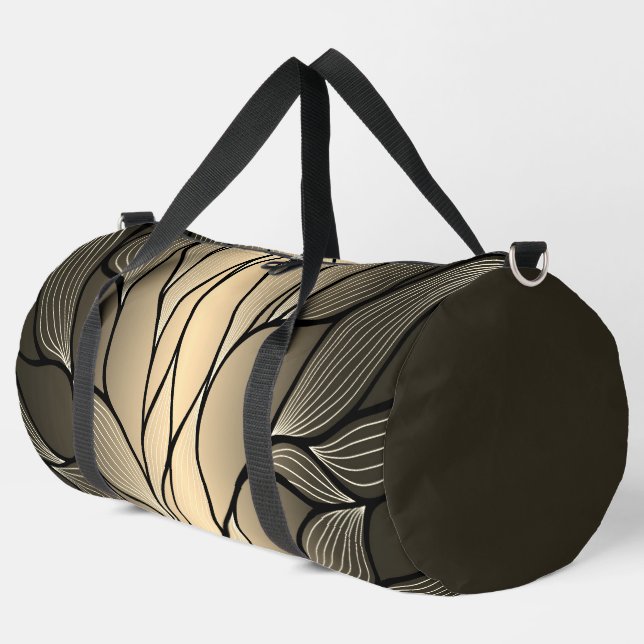 Antique Gold Creative Leave Pattern  Duffle Bag (Left Corner)
