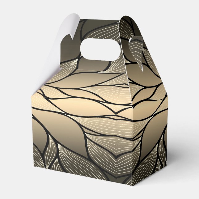 Antique Gold Creative Leave Pattern  Favour Box (Front Side)