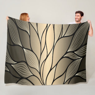 Antique Gold Creative Leave Pattern Fleece Blanket