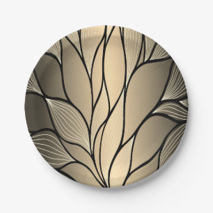 Antique Gold Creative Leave Pattern Paper Plate
