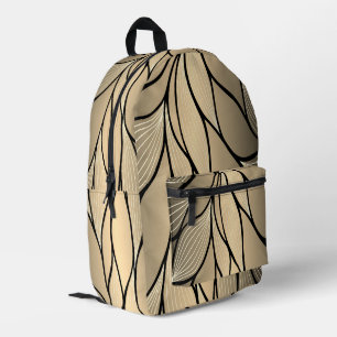 Antique Gold Creative Leave Pattern  Printed Backpack