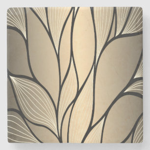 Antique Gold Creative Leave Pattern Stone Coaster
