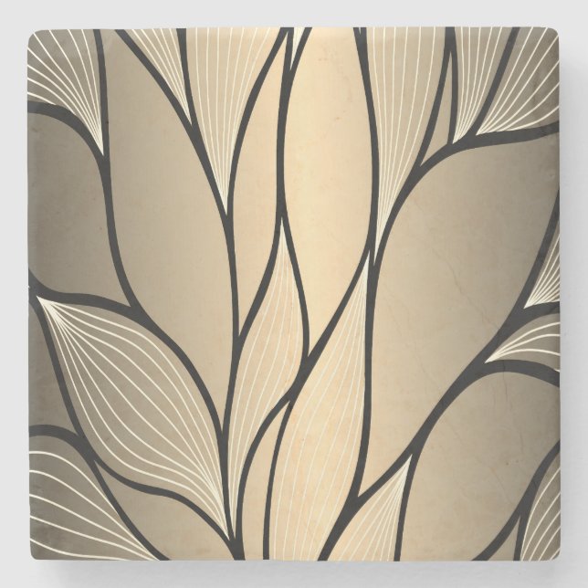 Antique Gold Creative Leave Pattern  Stone Coaster (Front)