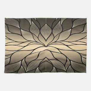 Antique Gold Creative Leave Pattern Tea Towel