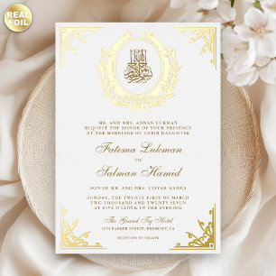 Antique Gold Crest White Muslim Wedding