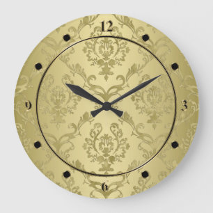 Antique Gold Damask Print Clock