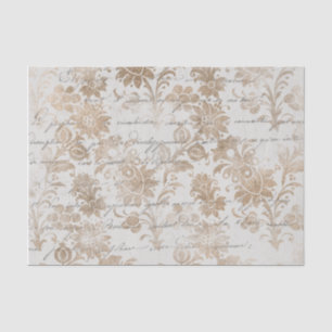 Antique Gold Damask Script Tissue Paper