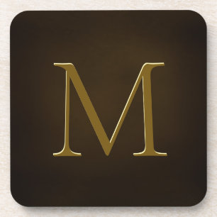 Antique Gold Embossed Monogram Personalised Coaster