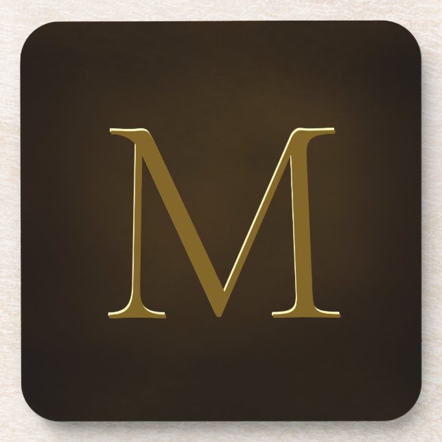 Antique Gold Embossed Monogram Personalised Coaster (Front)